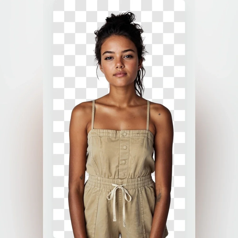 NEW-XL  threads XL Sleeveless Tan elastic waist Adjustable  Strap Romper